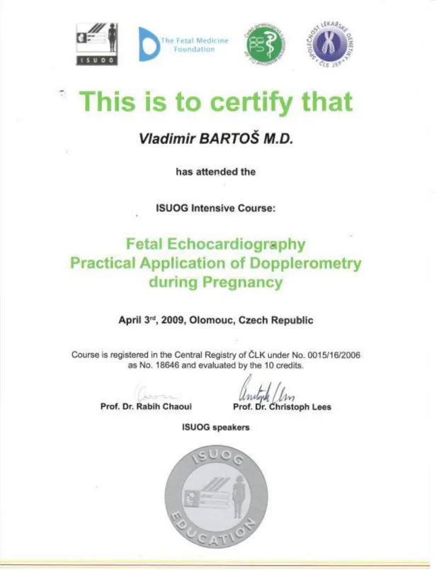 Dr.med. Vladimir Bartoš - certifikati